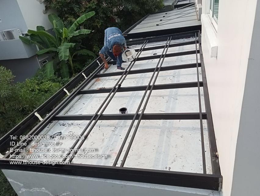 รับเหมา ต่อเติม โครงหลังคากันสาด ต่อเติมห้องครัว เทพื้นปูกระเบื้อง Line dddesign23 4