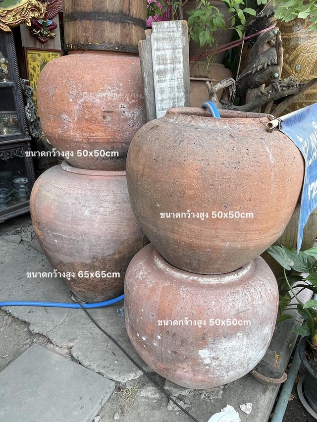 โอ่งแดง ศิลปะอยุธยา ใบใหญ่จัมโบ้ ขนาดสูง65ซม โอ่งดินเผาโบราณ อายุหลัก100ปี รูปที่ 4
