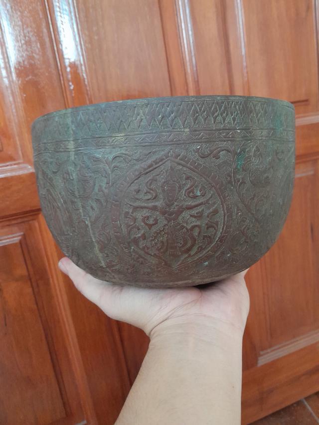 ขันกะไหล่เงิน โบราณ งานมือ เก่าเก็บ ขนาด7.5นิ้ว