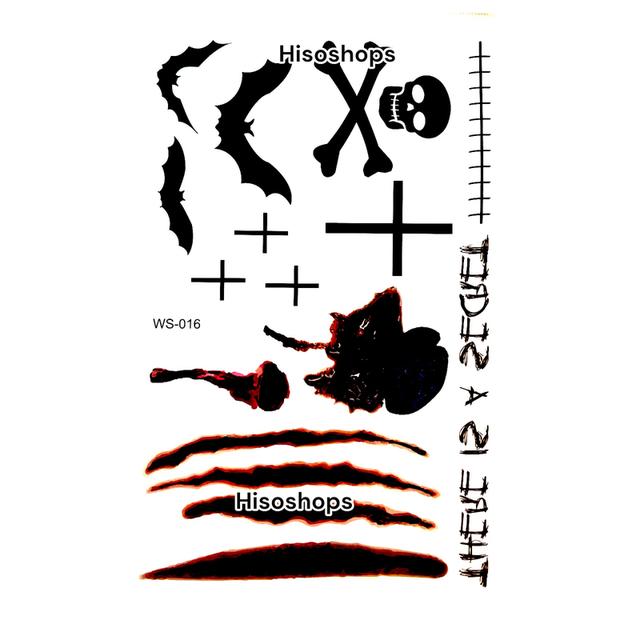 TATTOO แทททูฮาโลวีน รอยแผล รอยสักชั่วคราว แผ่นใหญ่ 190 x 120 mm. ทนน้ำ ทนเหงื่อ ใช้ติดตามใบหน้าและร่างกาย ในเทศกาลแฟนซีต่างๆ 10