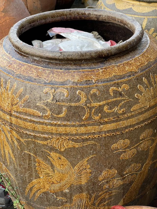 โอ่งเซี่ยงไฮ้ ลายสิงห์ โอ่งโบราณ ลายสิงห์โต โอ่งดินเผาน้ำเคลือบโบราณ 4