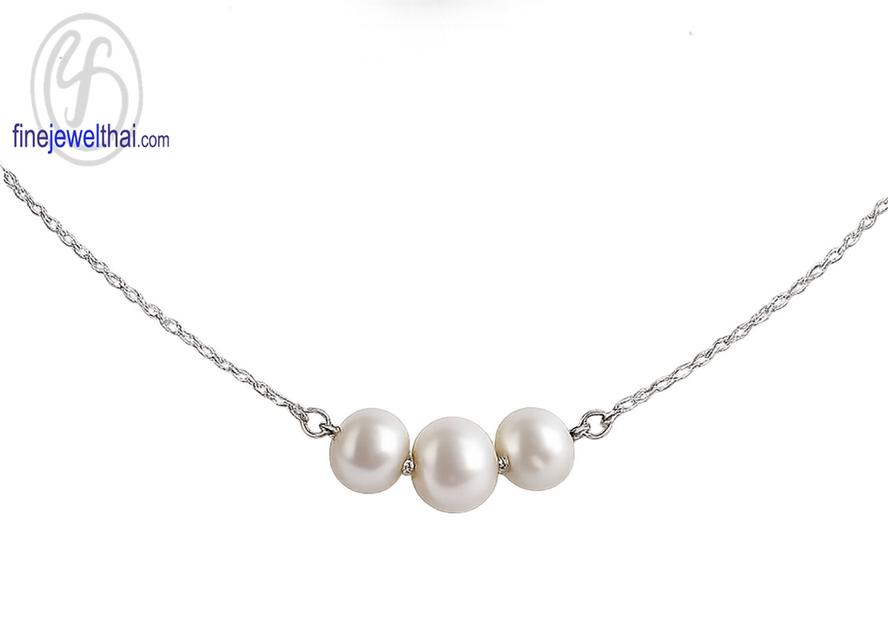 Finejewelthai สร้อยคอมุก มุกน้ำจืดแท้ สร้อยเงินแท้925 - LN-P-3P
