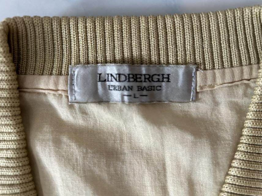 👑 [แบรนด์นอกยุโรป 90s ป้ายญี่ปุ่น] เสื้อโปโลวินเทจ LINDBERGH URBAN BASIC ดีไซน์แผงถักลินินสามมิติ สีครีมทองลักชู ไซส์ L 👑 รูปที่ 3