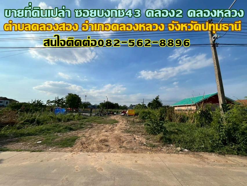 ขายที่ดินเปล่า 2แปลงติดกัน ซอยบงกช43 คลอง2 คลองหลวง 1