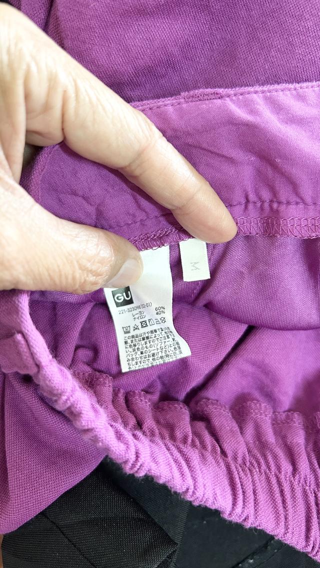 จียูM กางเกงหญิงเอวสูงยืดสีม่วงเข้ม รูปที่ 4
