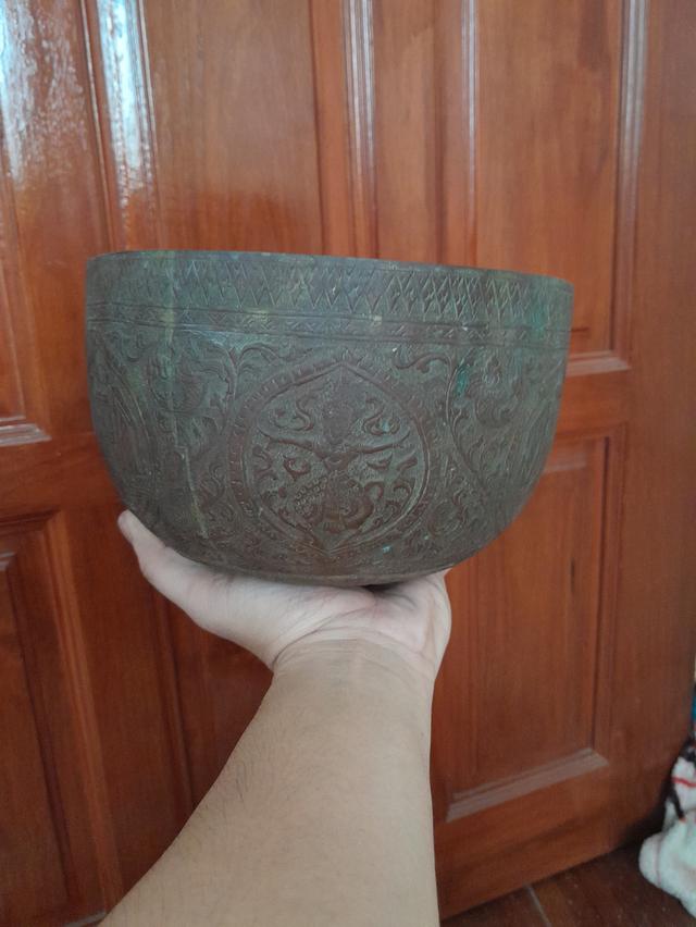 ขันกะไหล่เงิน โบราณ งานมือ เก่าเก็บ ขนาด7.5นิ้ว 3