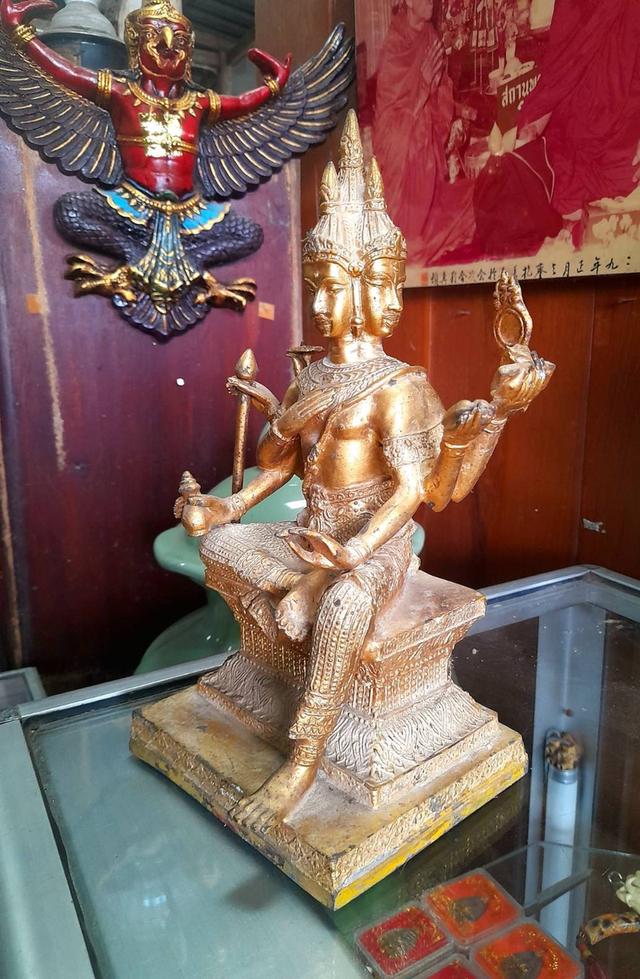 พระพรหมเก่า ขนาดหน้าตัก5นิ้ว พระพรหมทองเหลือง 2