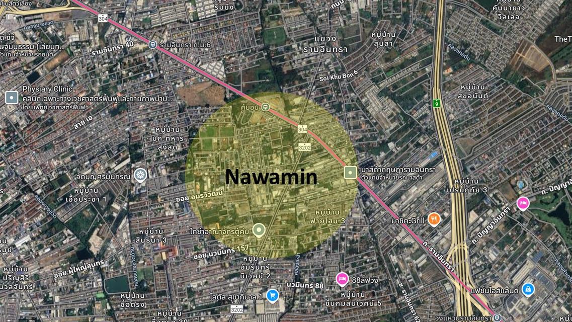 ขายที่ดิน 6 ไร่กว่าๆ ถนนนวมินทร์ ห่างสถานีรถไฟฟ้าสายสีชมพู คู้บอนเพียง 800 เมตร