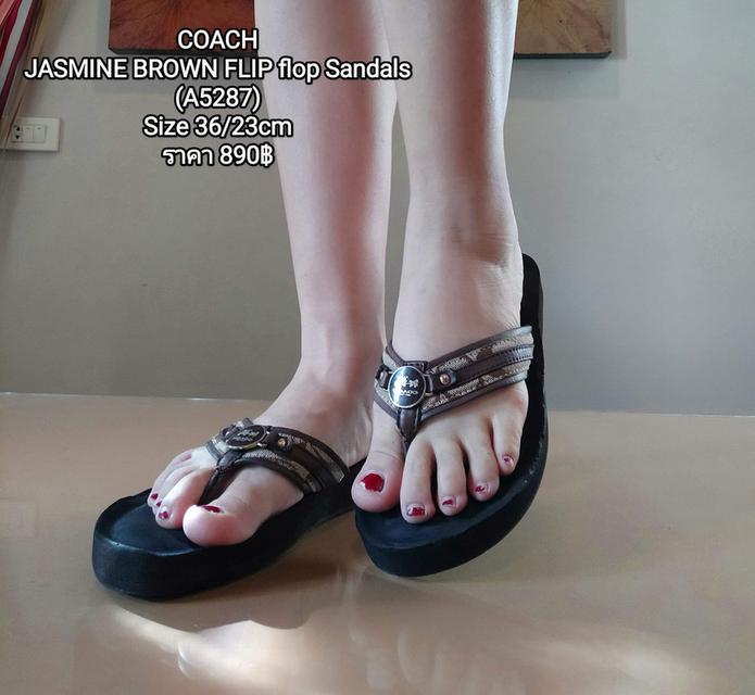 COACHJASMINE BROWN FLIP flop Sandals(A5287)Size 36/23cmราคา 890฿