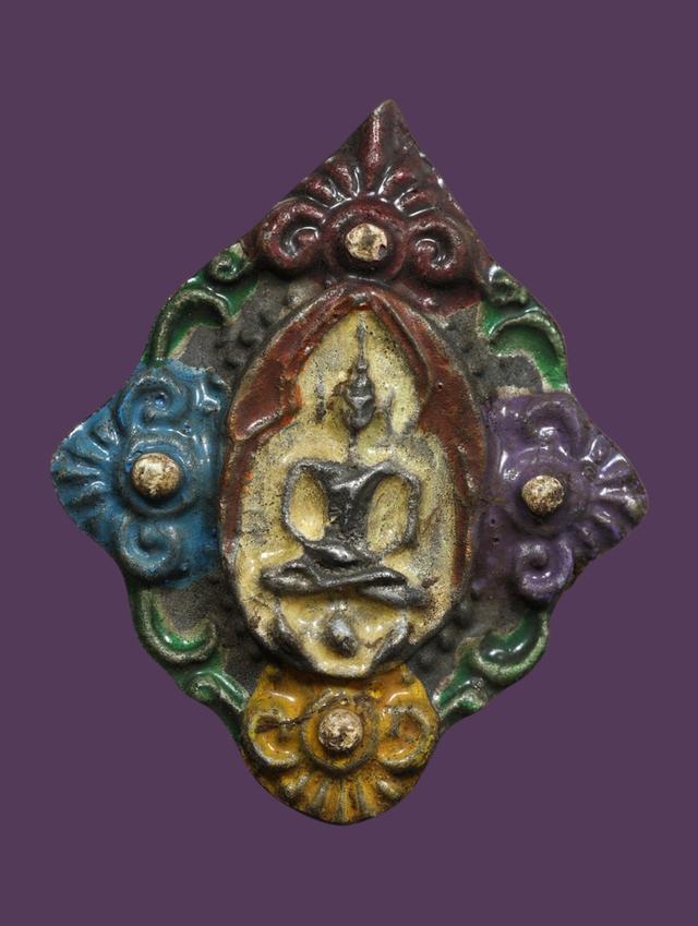 เหรียญดอกพิกุล เนื้อสัมฤทธิ์เงินลงยา หลวงปู่บุญ วัดกลางบางแก้ว จ.นครปฐม