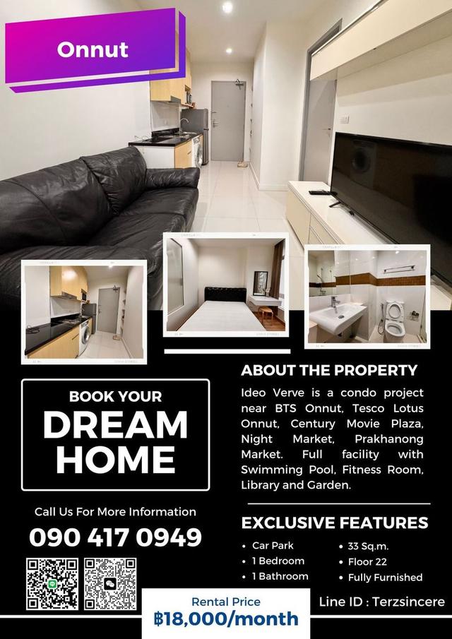 1BR AVAILABLE FOR SALE/RENT AT IDEO VERVE ONNUT! 1