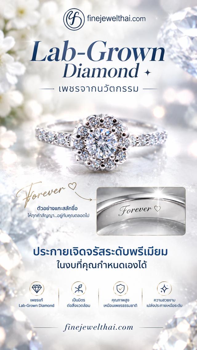 FineJewelThai | Lab Grown Diamond สวยดุจเพชรแท้ แหวนเพชรแล็ป R1295LGD