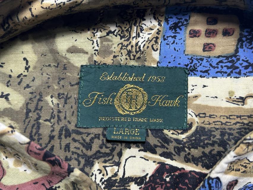 🔥 RARE VINTAGE 90s! เสื้อเชิ้ตเอาท์ดอร์ FISH HAWK ลายตราอาร์มเต็มตัว สภาพกริบ รูปที่ 5