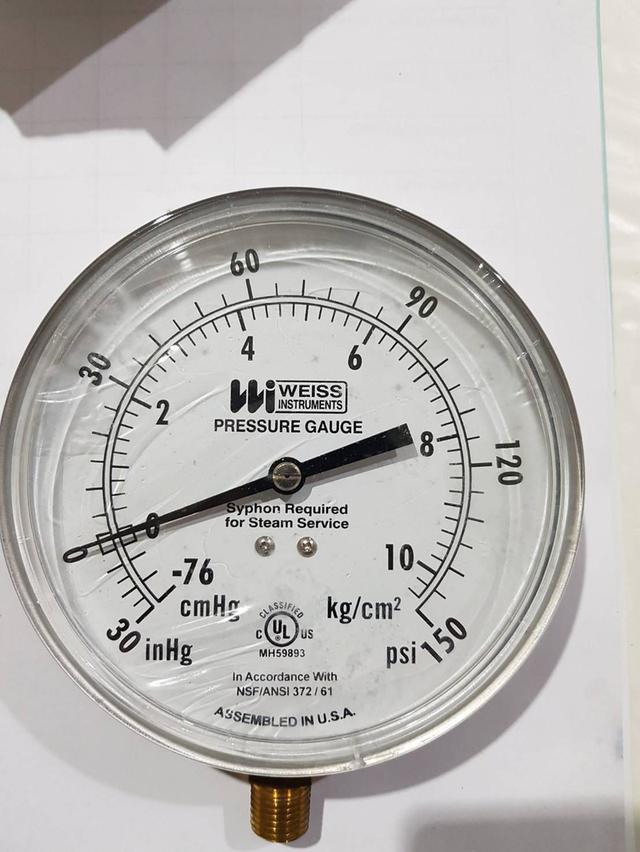 เกจวัดแรงดันpressure gauge weiss 4CTS-100 แวคคั่มเกจ เกจวัดสูญญากาศ(Vacuum Gauge) เกจวัดแรงดูด/แวคคัมเกจ หน้าปัด 4.5 4