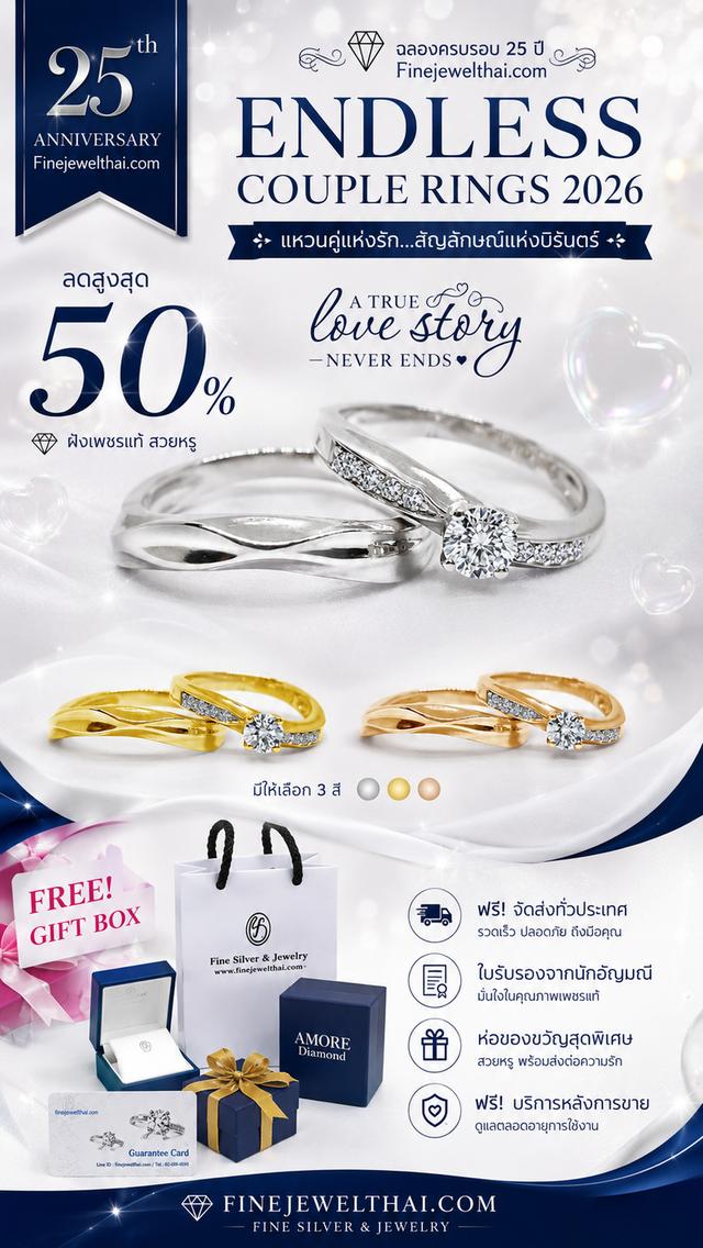 FineJewelThai | Endless Couple Rings แหวนคู่ แหวนเพชร ลดสูงสุด50% R1281_82cz