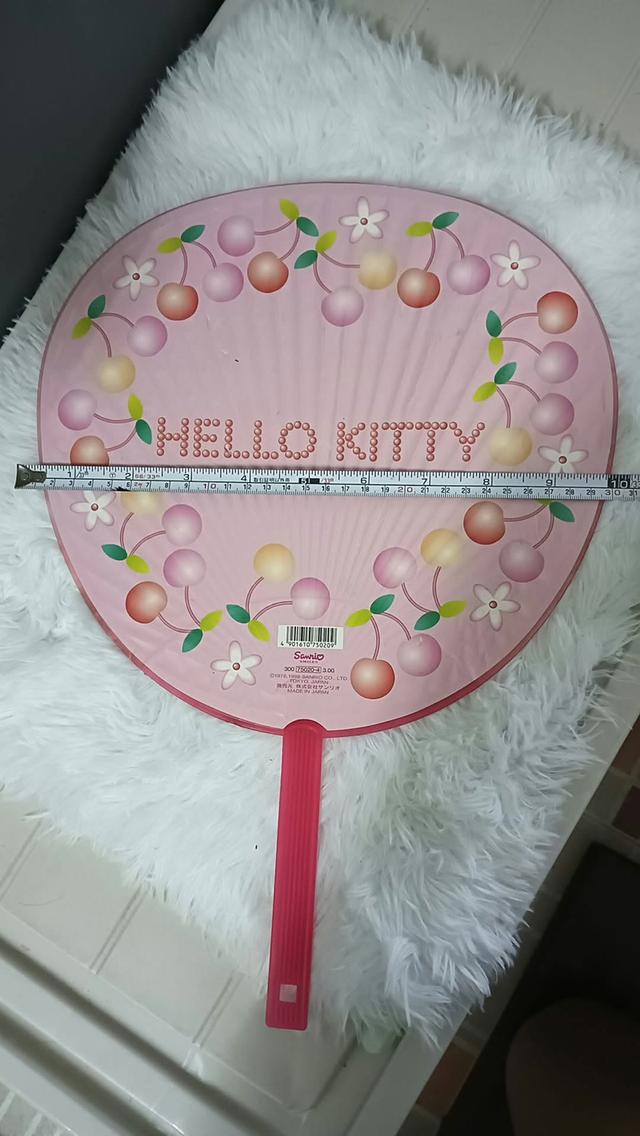 พัดพลาสติกมือถือ Hello Kitty ลายเชอร์รี่ (Sanrio Japan แท้) งานเก่าปี 1998