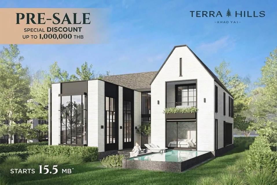 ขายด่วน!! Terra Hills Khao Yai พลูวิลล่าหรู สไตล์ โมเดิร์นบาร์น ใจกลางเขาใหญ่ ให้คุณได้ใกล้ชิดธรรมชาติ เพียง 8 ครอบครัว เท่านั้น!! 1