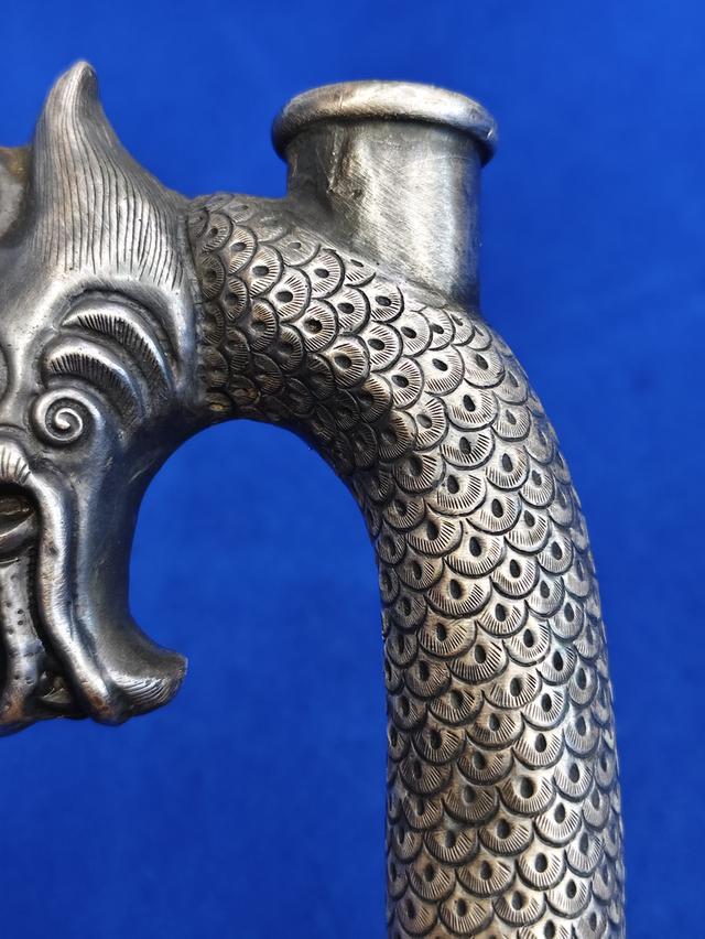 old Chinese silver surahi gold engraved รูปที่ 4