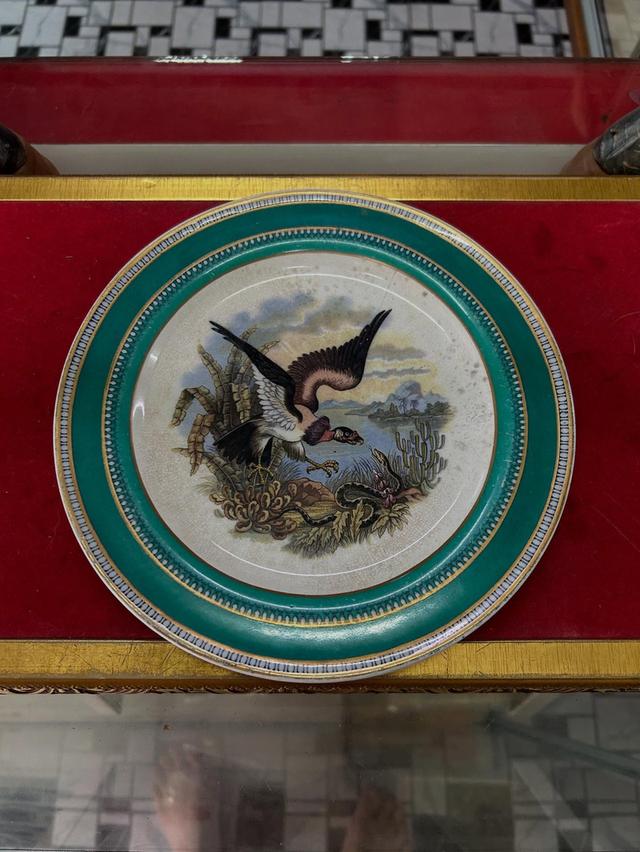 Deco plate จาน ยุโรป พร้อมรอย dog paw mark จากการเคลือบแบบโบราณ