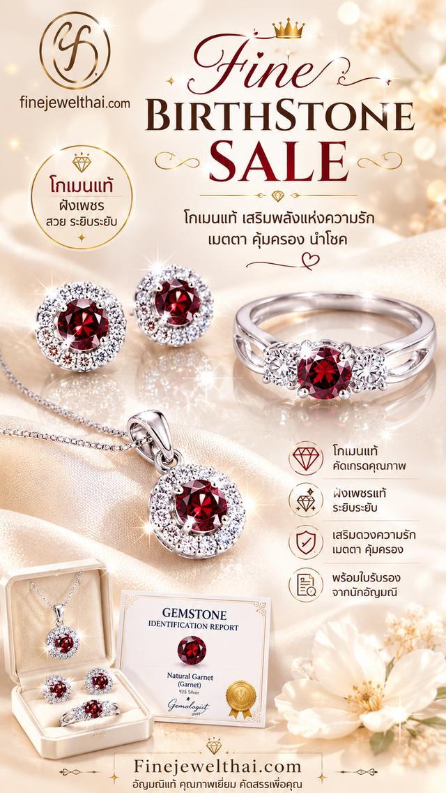 Finejewelthai แหวนโกเมน เครื่องประดับพลอยแท้ เสริมมงคล R1156gm