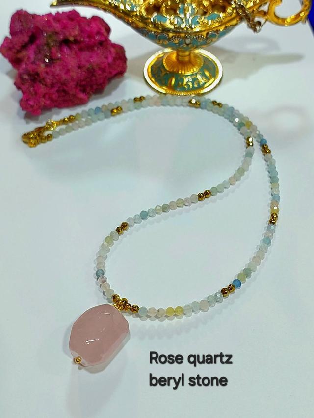 สร้อยคอหินมงคล Agate Rose quatz Green aventurine Tiger eye Amethysts ยาว 18-19 นิ้ว รูปย่อยที่ 4