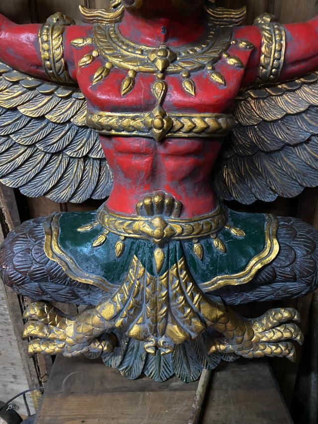 พญาครุฑไม้สัก ขนาด1เมตร20ซม ครุฑไม้แกะสลัก 6