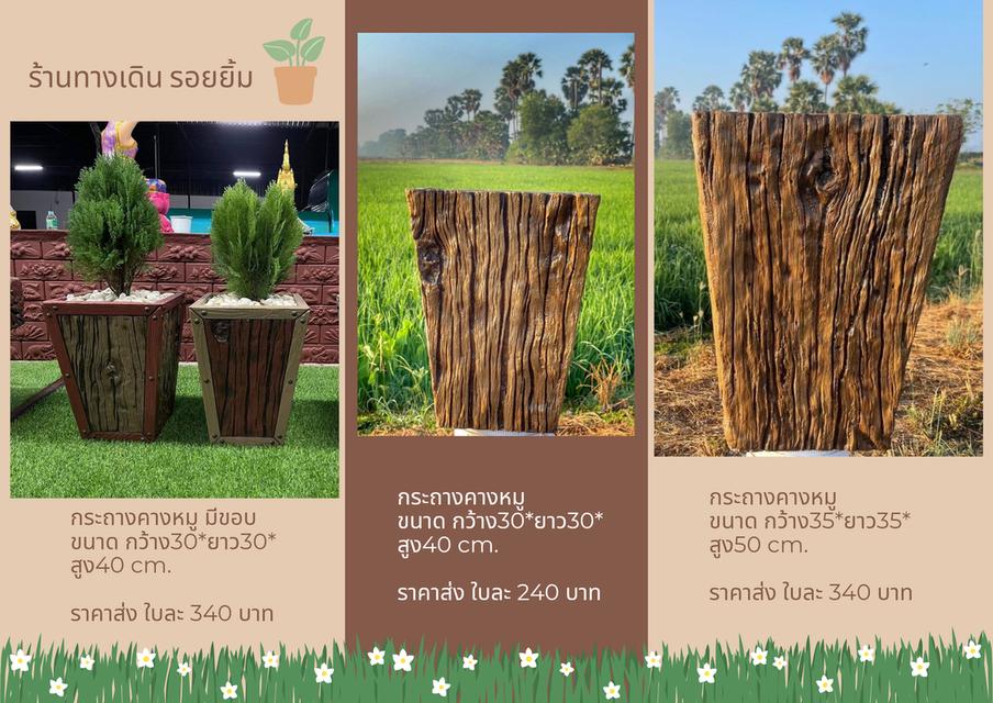 กระถางปูน แผ่นทางเดิน ลายไม้เก่า 🌳