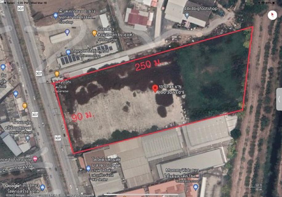 ขาย ที่ดิน ปทุมธานี ใกล้แยกบางคูวัด 13 ไร่ 2 งาน 42.2 ตรว ติดถนนใหญ่ ตรงข้ามฟลอร่าวิลล์ ผังสีชมพู 4