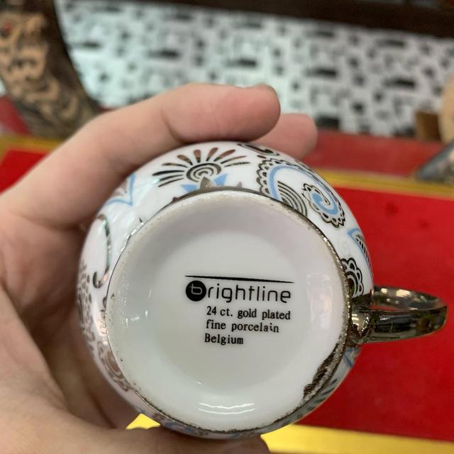 แก้วกาแฟ ทองคำ 24k porcelain งานเบลเยี่ยม 2