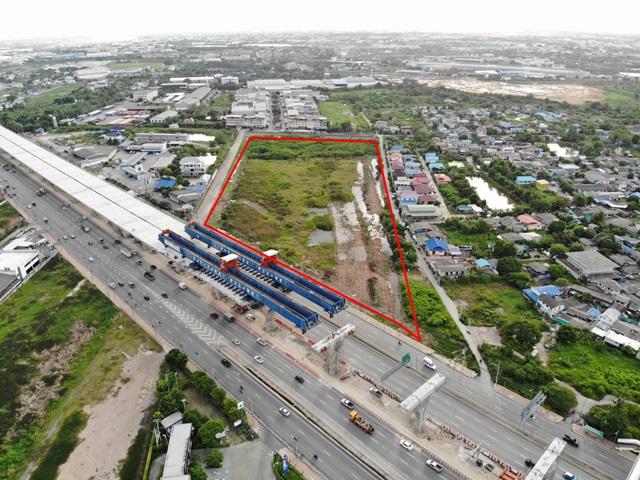 AS026 ขายที่ดินสวย ผังเมืองสีเขียวเข้ม ที่ดินติดถนนสามด้าน ขนาดที่ดิน 31-1-32.1 ไร่ ด้านหน้าติดถนนพระราม 2 ขาเข้า  2