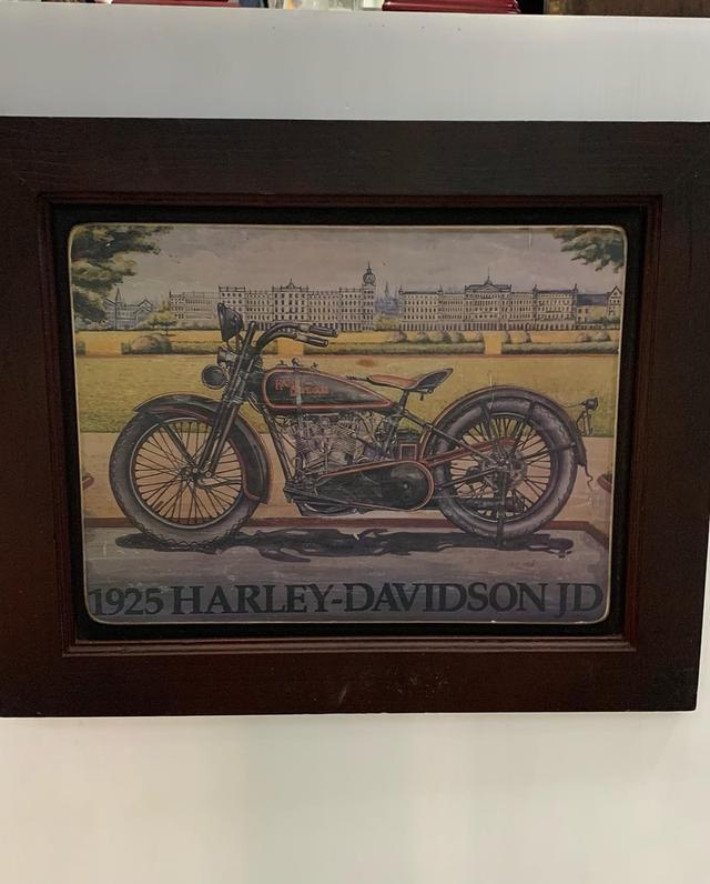 ภาพพิมพ์บนแผ่นไม้ Harler Davidson กรอบไม้