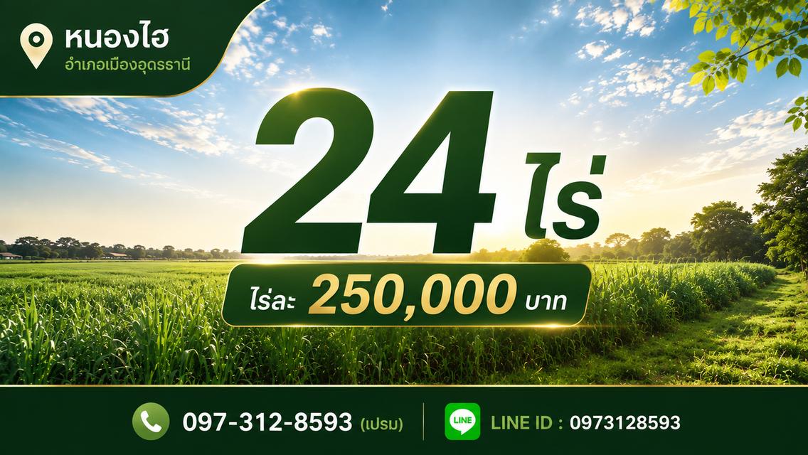ที่ดินหนองไฮ 24 ไร่ | เพียงไร่ละ 250,000 บาท 1