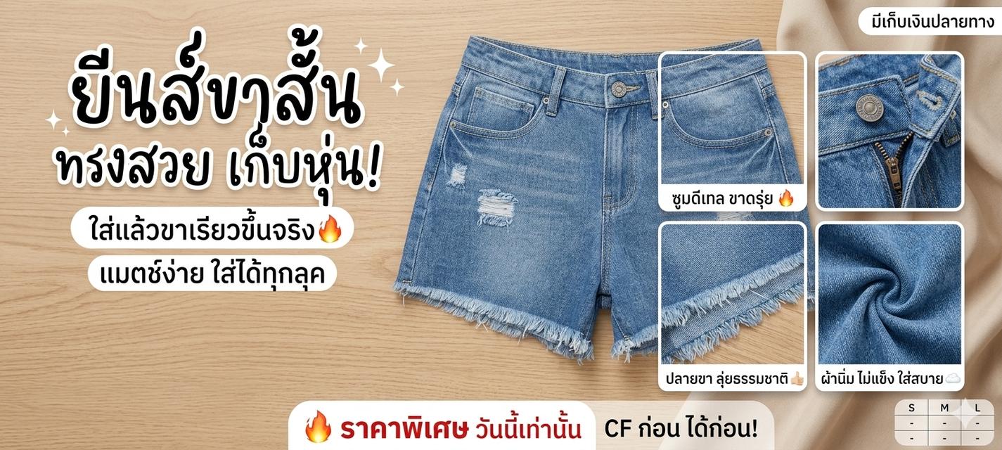 กางเกงขายีนส์ ขาสั้น