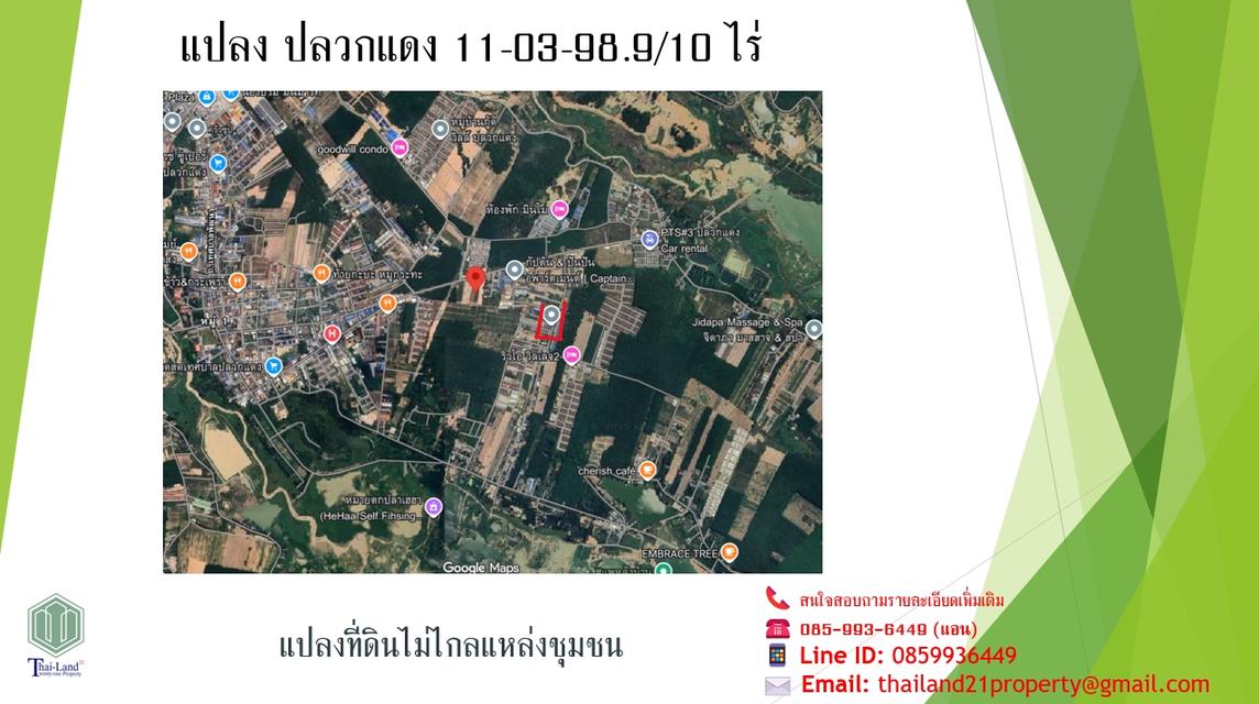 ขายที่ดินสีเหลือง อำเภอปลวกแดง จังหวัดระยอง  เนื้อที่ 11 ไร่ 3 งาน 98.9 ตารางวา 5
