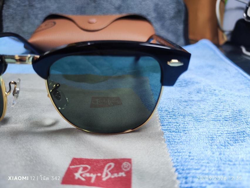RayBan Clubmaster Classic รหัสรุ่นRB3016 รหัสสีW0316(กรอบสีดำ-ทอง/เลนส์กระจกสีเขียวG-15 ผลิตในยุคปัจจุบัน(ยุค Luxottica Italy) รูปที่ 5