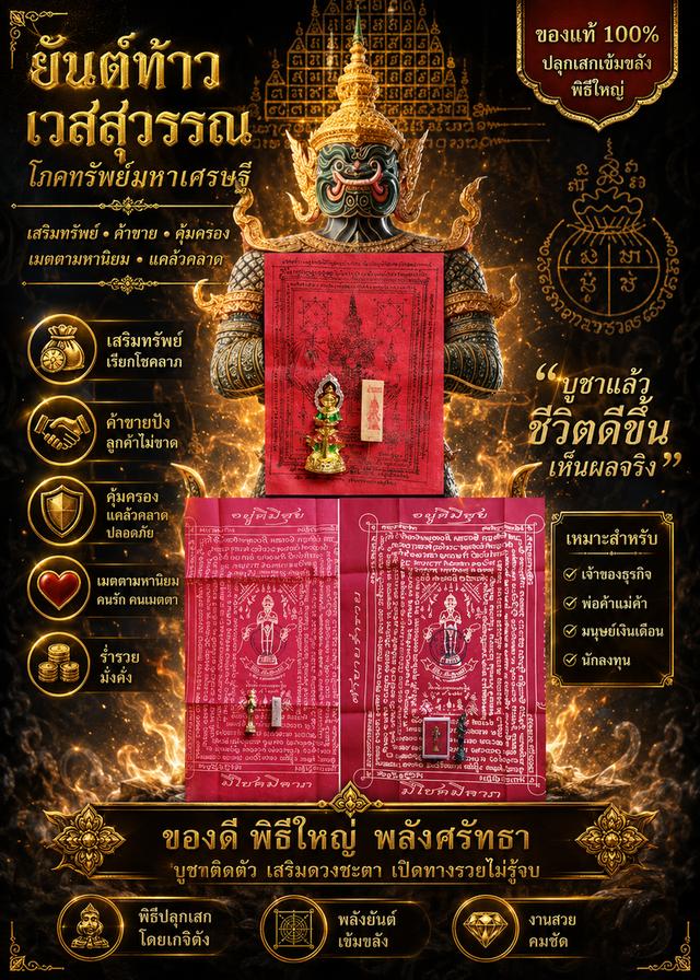 ชุดผ้ายันต์ท้าวเวสสุวรรณ ไอ้ไข่วัดเจดีย์