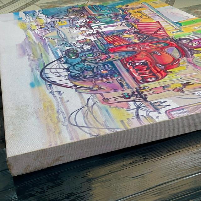 ภาพวาดสีอะคริลิคไซไฟเรโทรวินเทจ พร้อมกรอบไม้ ขนาด 60x80 ซม. โดยศิลปิน Freedom (2023) รูปที่ 3