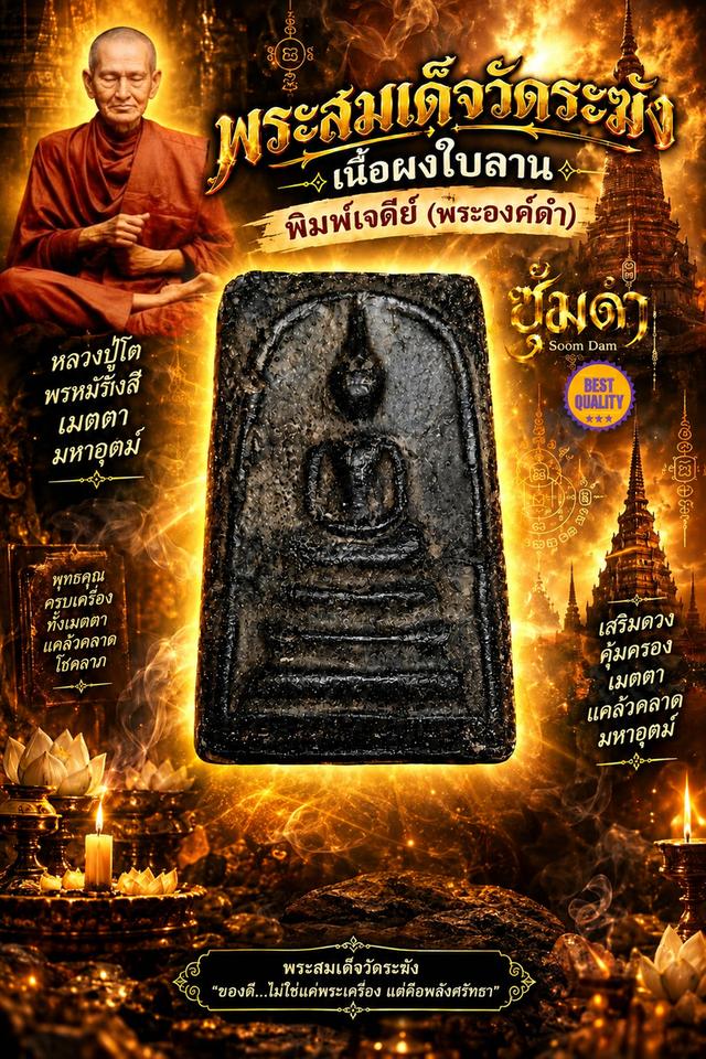 🔥 พระสมเด็จวัดระฆัง เนื้อผงใบลาน พิมพ์เจดีย์ (พระองค์ดำ) แท้100%