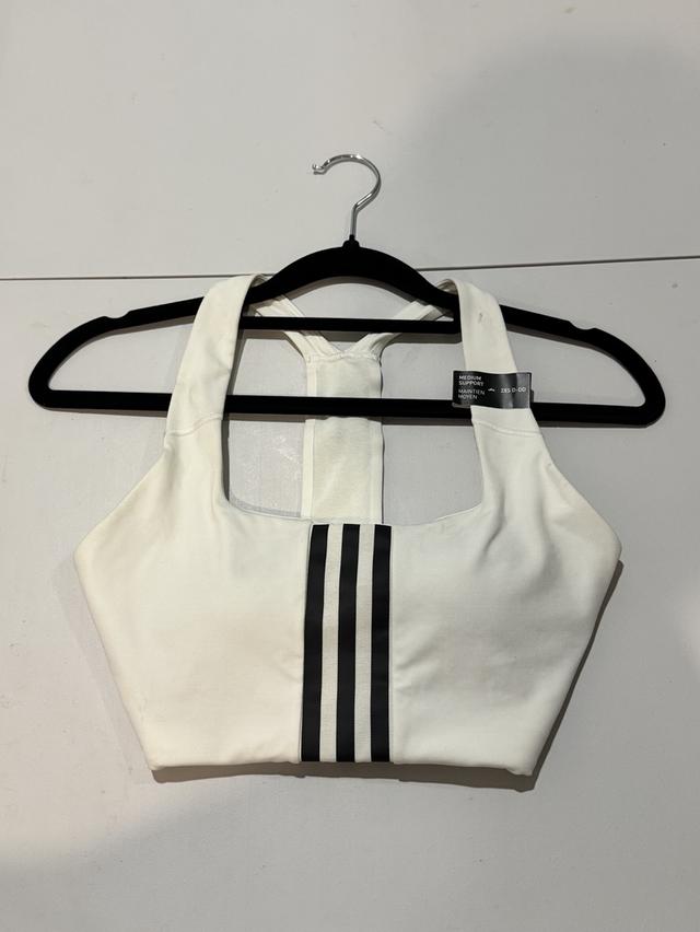 Adidas Sport-Bra Powerimpact Training Medium-Support 3-Stripes Bra | White (M)
