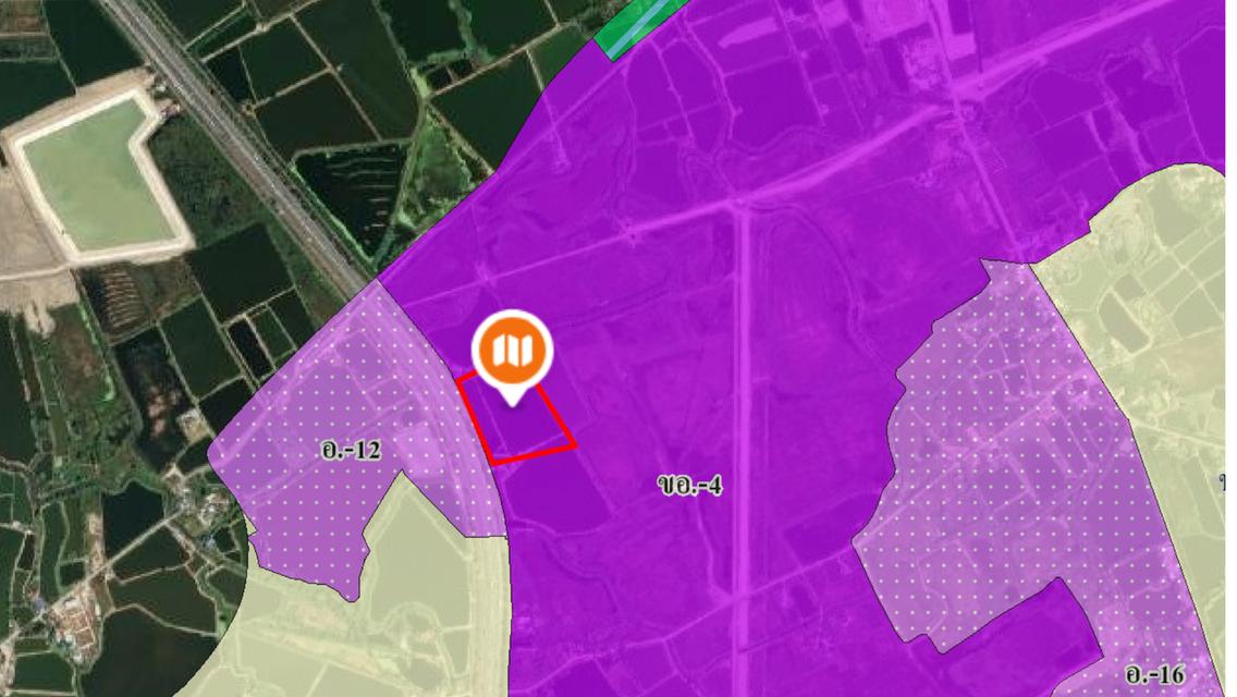 ขายที่ดิน (EEC) 25-1-37 ไร่ เป็นพื้นที่สีม่วง ติดถนนคู่ขนานมอเตอร์เวย์ 2