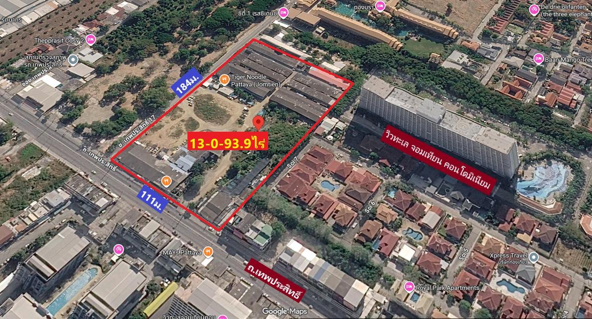 #ขายที่ดิน เมืองพัทยา ถนนเทพประสิทธิ์ เนื้อที่ 13-0-93.9 ไร่ 7