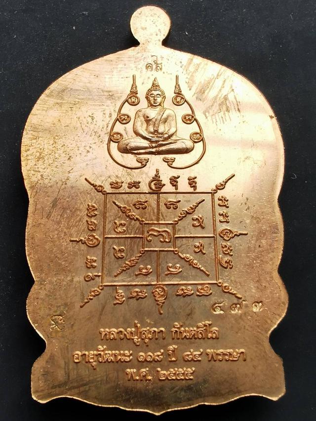 เหรียญนั่งพานรุ่นแรก หลวงปู่สุภา กันตสีโล อายุวัฒนะ118 ปี เนื้อทองแดง ผิวไฟกล่องเดิมๆ ปี 2555 2