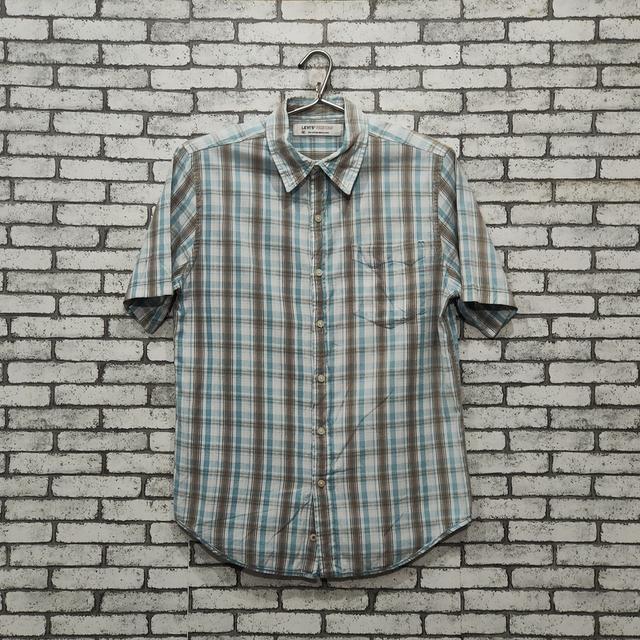 Levi's Red Tab เสื้อเชิ้ตแขนสั้นลายตาราง สีฟ้า-น้ำตาล