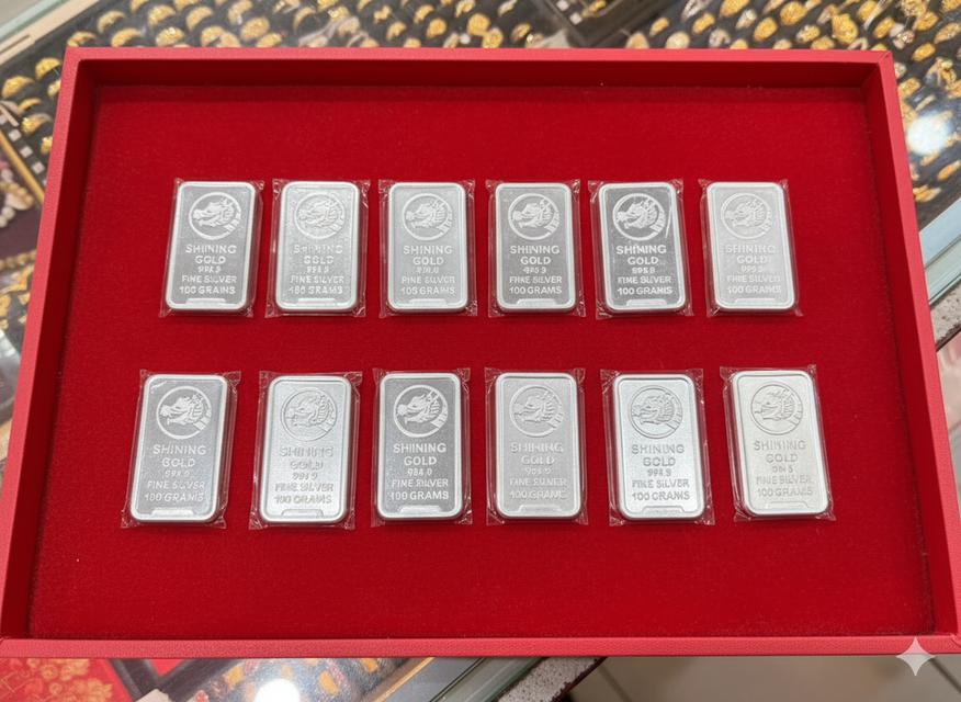 แท่งเงิน 999.9 แบรนด์ Shining Gold จากห้างทองหลีเต้ง ตะกั่วป่า พังงา ของแท้ มาตรฐานสูง เหมาะสำหรับสะสมและลงทุน 7