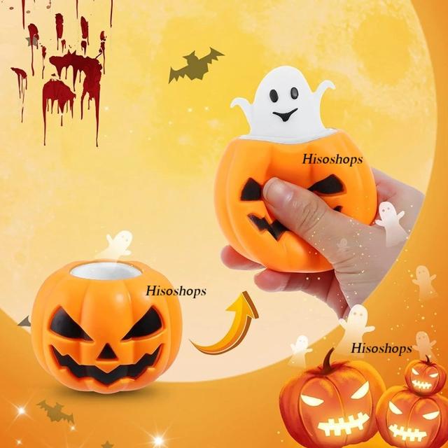 ของเล่นบอลบีบสกุชชี่ HALLOWEEN SQUISHY ฟักทอง PUMPKIN STRESS RELIEVER หัวกระโหลก SKULL ผีน้อย GHOST บอลลูกใหญ่ ของเล่นคลายเครียด ของเล่นเทศกาลฮาโลวีน 6