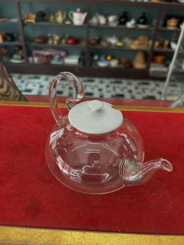 กาน้ำชาแก้วเป่า งานแก้เป่าอย่างบาง สภาพไม่ผ่านการใช่