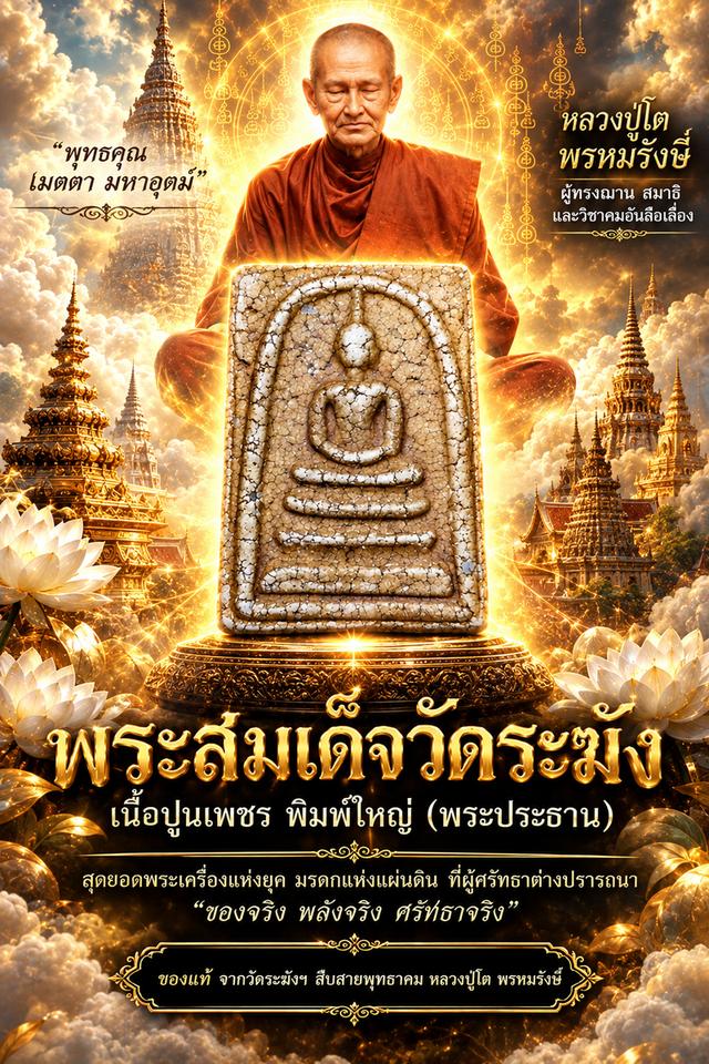 🔥 พระสมเด็จวัดระฆัง เนื้อปูนเพชร พิมพ์ใหญ่ (พระประธาน)