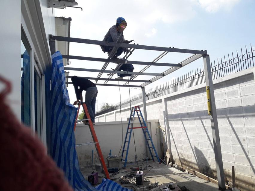 รับเหมา ต่อเติม โครงหลังคากันสาด ต่อเติมห้องครัว เทพื้นปูกระเบื้อง Line dddesign23 รูปที่ 14