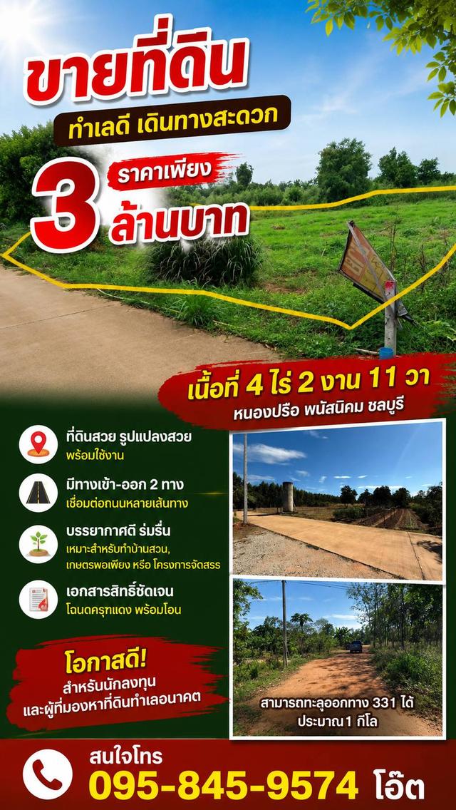 ขายที่ดิน เนื้อที่ 4ไร่ 2งาน 11วา หนองปรือ พนัสนิคม ชลบุรี 🏔️⛰️ สนใจติดต่อได้นะคะ 0958459574 โอ๊ต 1