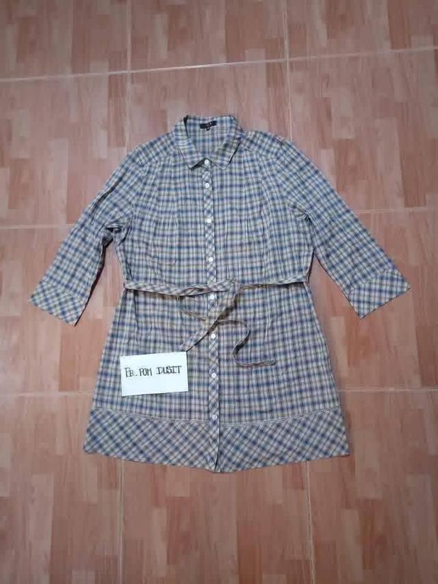 DAKS LONDON (MADE IN JAPAN) เสื้อทรงยาวมินิเดรส มีสายผูกช่วงเอว เนื้อผ้าคอตต้อนนิ่มเนียนเบา ใส่สบายไม่ร้อน สภาพดีมาก ยังดูใหม่